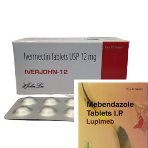 Iverjohn (ivermectin) and Lupimeb (mebendazole) bundle box photo